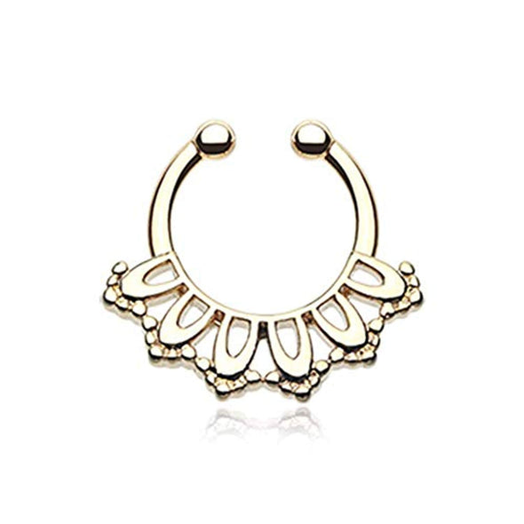 Golden Kaltik Filigree WildKlass Fake Septum Clip-On Ring-WildKlass Jewelry