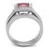 WildKlass Stainless Steel Ring High Polished Women AAA Grade CZ Ruby-WildKlass Jewelry