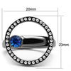 WildKlass Stainless Steel Ring IP Light Black (IP Gun) Women Top Grade Crystal Capri Blue-WildKlass Jewelry