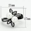 WildKlass Stainless Steel Pearl Ring Two-Tone IP Black Women Synthetic White-WildKlass Jewelry