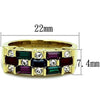 WildKlass Stainless Steel Ring IP Gold Women Top Grade Crystal Multi Color-WildKlass Jewelry