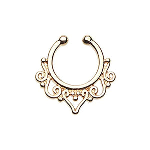 Golden Goddess Filigree WildKlass Fake Septum Clip-On Ring-WildKlass Jewelry
