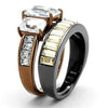 WildKlass Stainless Steel Ring IP Light Black & IP Light Coffee Women AAA Grade CZ Clear-WildKlass Jewelry