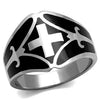 WildKlass Stainless Steel Ring High Polished Men Epoxy Jet-WildKlass Jewelry