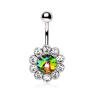 316L Stainless Steel Vitrail Medium Flower WildKlass Navel Ring-WildKlass Jewelry