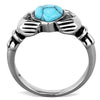 WildKlass Stainless Steel Heart Ring High Polished (no Plating) Women Synthetic Sea Blue-WildKlass Jewelry