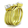 WildKlass Stainless Steel Ring IP Gold Women Top Grade Crystal Clear-WildKlass Jewelry
