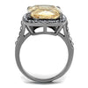 WildKlass Stainless Steel Ring High Polished Women AAA Grade CZ Champagne-WildKlass Jewelry