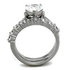 WildKlass Stainless Steel Ring High Polished Women AAA Grade CZ Clear-WildKlass Jewelry