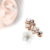 CZ and Clay Flowers Curve Top 316L Surgical Steel WildKlass Ear Cartilage Barbell Studs-WildKlass Jewelry