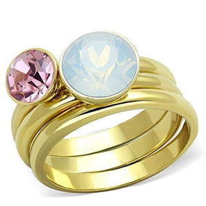 WildKlass Stainless Steel Ring IP Gold Women Top Grade Crystal White-WildKlass Jewelry