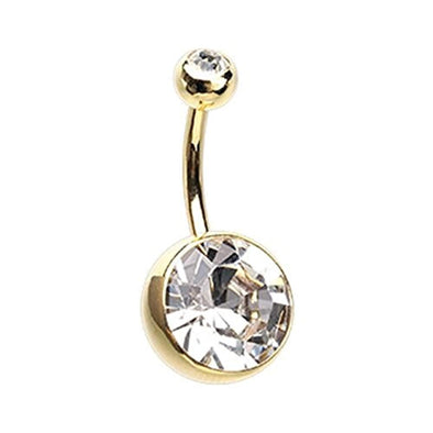 Golden Giant Sparkle Gem Ball WildKlass Belly Button Ring-WildKlass Jewelry