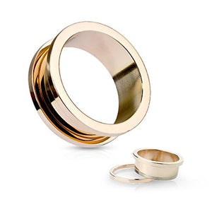 Rose Gold IP Over 316L Surgical Steel Screw Fit Flesh WildKlass Tunnel-WildKlass Jewelry