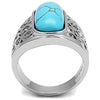 WildKlass Stainless Steel Ring High Polished Men Synthetic Sea Blue-WildKlass Jewelry