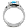 WildKlass Stainless Steel Ring High Polished (no Plating) Men Synthetic Sea Blue-WildKlass Jewelry