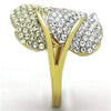 WildKlass Stainless Steel Pave Ring Two-Tone IP Gold Women Top Grade Crystal Multi Color-WildKlass Jewelry