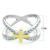 WildKlass Stainless Steel Ring Two-Tone IP Gold Women Top Grade Crystal Sea Blue-WildKlass Jewelry