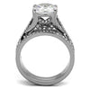 WildKlass Stainless Steel Ring High Polished Women AAA Grade CZ Clear-WildKlass Jewelry