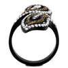 WildKlass Stainless Steel Ring IP Black Women Top Grade Crystal Smoked Quartz-WildKlass Jewelry