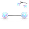 Internal Threaded Opal Balls 316L Surgical Steel WildKlass Nipple Barbell-WildKlass Jewelry