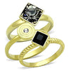 WildKlass Stainless Stackable Steel Ring IP Gold Women Top Grade Crystal Jet-WildKlass Jewelry