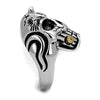 WildKlass Stainless Steel Skull Ring Two-Tone IP Gold Men Top Grade Crystal Siam-WildKlass Jewelry
