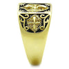 WildKlass Stainless Steel Cross Ring IP Gold Men Epoxy Jet-WildKlass Jewelry