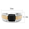WildKlass Stainless Steel Ring Two-Tone IP Rose Gold Men Synthetic Jet-WildKlass Jewelry