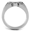 WildKlass Stainless Steel Ring High Polished Men AAA Grade CZ Clear-WildKlass Jewelry