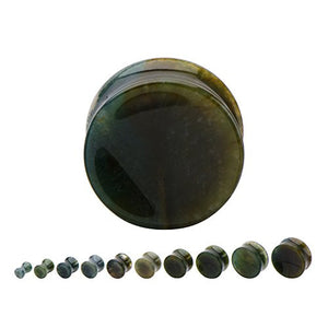 Double Flared Moss Agate Saddle WildKlass Plugs-WildKlass Jewelry