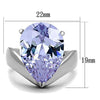 WildKlass Stainless Steel Ring High Polished (no Plating) Women AAA Grade CZ Light Amethyst-WildKlass Jewelry
