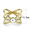 WildKlass Stainless Steel Ring IP Gold Women Synthetic White-WildKlass Jewelry