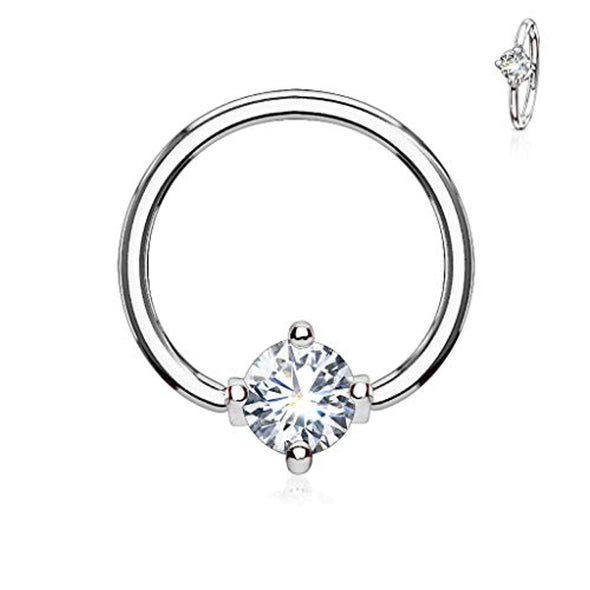 WildKlass Prong Set Round CZ Captive Rings 316L Surgical Steel-WildKlass Jewelry