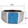 WildKlass Stainless Steel Ring High Polished Men Synthetic Sea Blue-WildKlass Jewelry