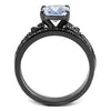 WildKlass Stainless Steel Ring IP Light Black (IP Gun) Women AAA Grade CZ Light Amethyst-WildKlass Jewelry