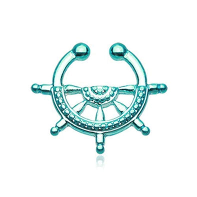 Colorline Nautical Wheel WildKlass Fake Septum Clip-On Ring-WildKlass Jewelry
