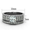 WildKlass Stainless Steel Ring High Polished Women AAA Grade CZ Clear-WildKlass Jewelry