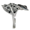 WildKlass Stainless Steel Ring High Polished (no Plating) Women Top Grade Crystal Jet Leaf-WildKlass Jewelry