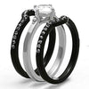WildKlass Stainless Steel Ring Western Two-Tone IP Black Women AAA Grade CZ Clear-WildKlass Jewelry