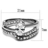 WildKlass Stainless Steel Ring High Polished Women AAA Grade CZ Clear-WildKlass Jewelry