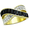 WildKlass Stainless Steel Ring Two-Tone IP Gold Women Top Grade Crystal Jet-WildKlass Jewelry