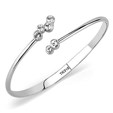 WildKlass Stainless Steel Cuff Style Bangle High Polished (no Plating) Women Top Grade Crystal Clear-WildKlass Jewelry