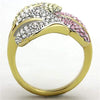 WildKlass Stainless Steel Pave Ring Two-Tone IP Gold Women Top Grade Crystal Multi Color-WildKlass Jewelry