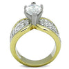 WildKlass Stainless Steel Ring Two-Tone IP Gold Women AAA Grade CZ Clear-WildKlass Jewelry