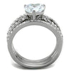 WildKlass Stainless Steel Ring High Polished (no Plating) Women AAA Grade CZ Clear-WildKlass Jewelry