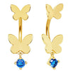 Gold Plated Double Butterfly WildKlass Navel Ring-WildKlass Jewelry