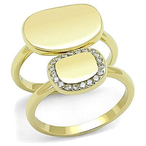 WildKlass Stainless Steel Ring IP Gold Women AAA Grade CZ Clear-WildKlass Jewelry