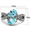 WildKlass Stainless Steel Ring High Polished Women AAA Grade CZ Sea Blue-WildKlass Jewelry