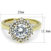 WildKlass Stainless Steel Ring IP Gold Women AAA Grade CZ Clear-WildKlass Jewelry