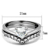 WildKlass Stainless Steel Ring High Polished Women AAA Grade CZ Clear-WildKlass Jewelry